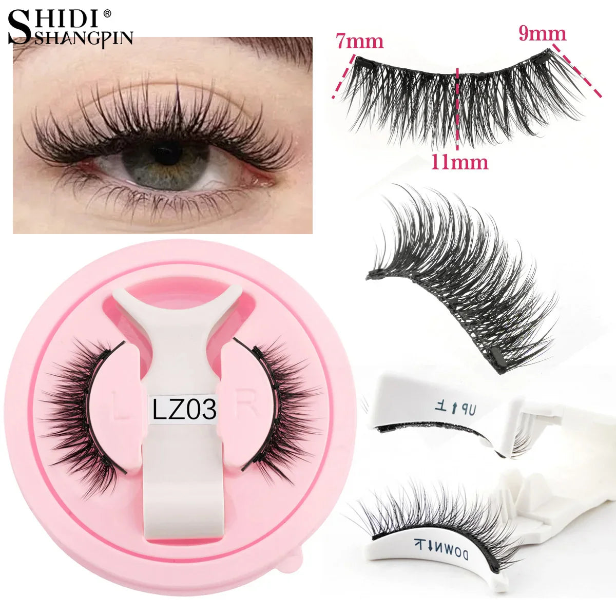 Reusable Magnetic Eyelashes Set – Natural Curly Fluffy False Lashes with Tweezers, No Glue Needed Makeup