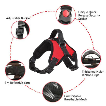 Reflective Adjustable Dog Harness - No-Pull Design for Walking & Training - Ideal for Small, Medium, Large, & Big Dogs - Chest Strap Product