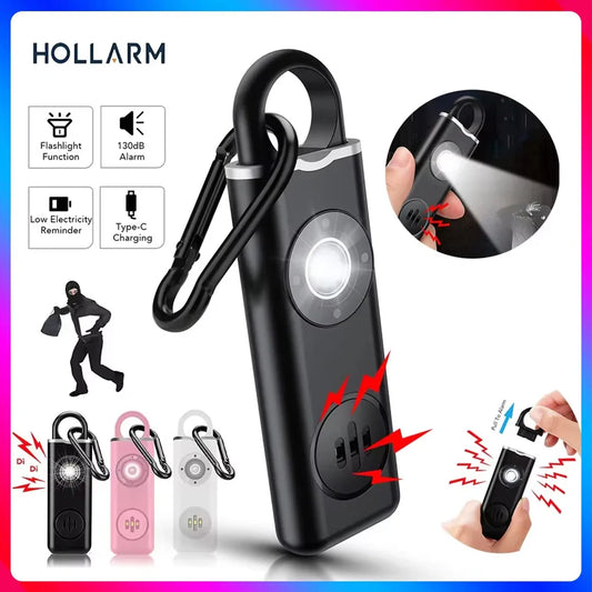 Hollarm Personal Safety Alarm – 130dB Loud Rechargeable Keychain with LED for Women, Kids & Elderly