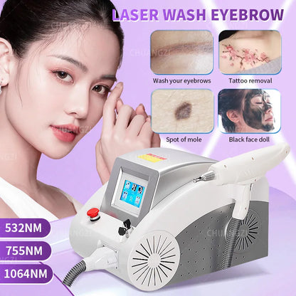 Q-Switch ND YAG Laser Machine – Tattoo & Eyebrow Removal, Mole & Freckle Whitening (532nm 755nm 1064nm)