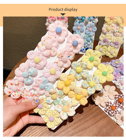 10 Pcs Baby Girl Flower Hair Bands Set – Cute Colorful Soft Scrunchies Ponytail Holders for Kids