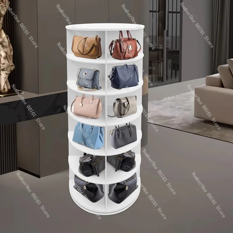 Rotating Multi-Layer Shoe Rack – Floor-to-Ceiling Shoe Cabinet & Bag Display Organizer with 360° Rotation
