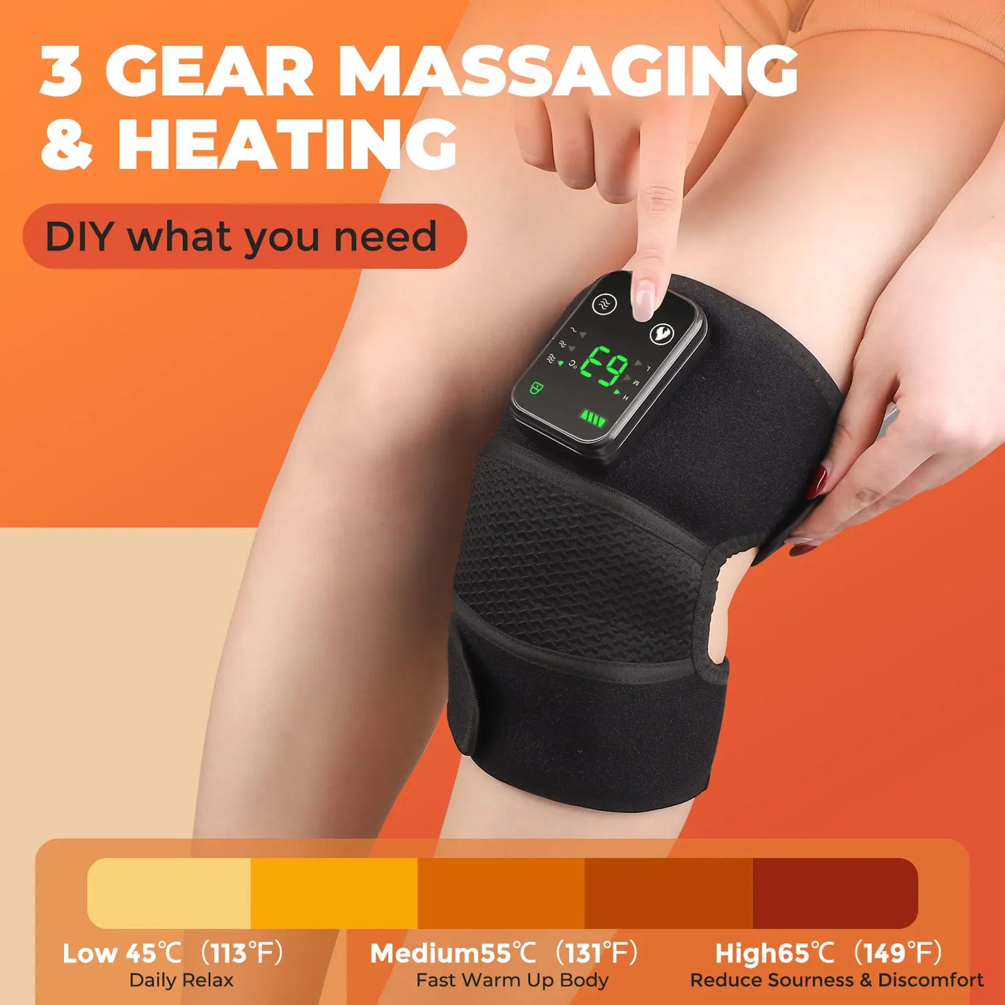 3-in-1 Electric Heated Knee Massager - Joint, Elbow, and Shoulder Pain Reliever with Thermal Vibration - Moisture Removal for Effective Physical Therapy