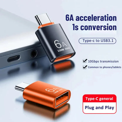 6A USB 3.0 to Type-C & Type-C to USB OTG Adapter – Fast Charging Connector for Samsung, Xiaomi, PC & MacBook Pro