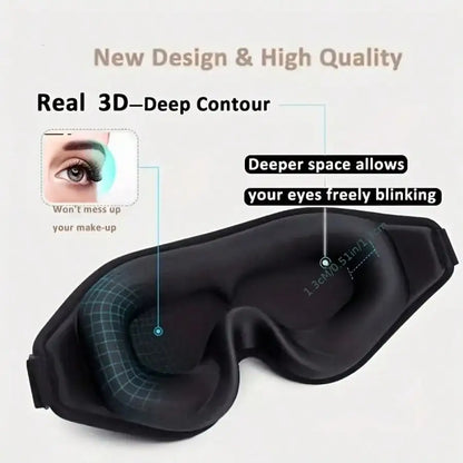 3D Contour Sleep Mask 100% Blackout – Adjustable Soft Breathable Eye Mask for Side Sleepers, Travel & Night Shift Deep Sleep