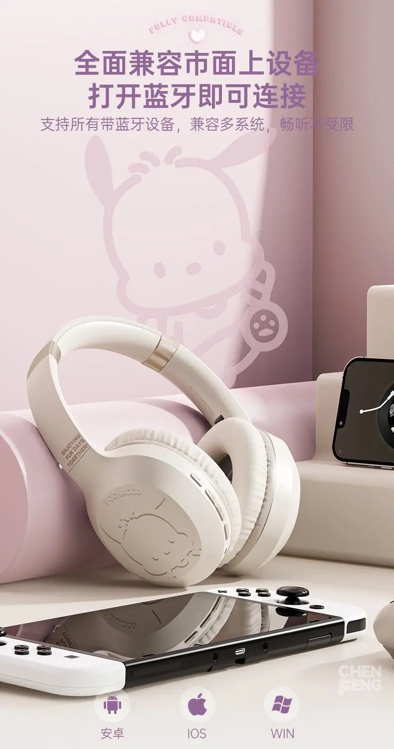 Hello Kitty & Kuromi Wireless Bluetooth Headset — Kawaii Cartoon Character Student Headphones, New Style