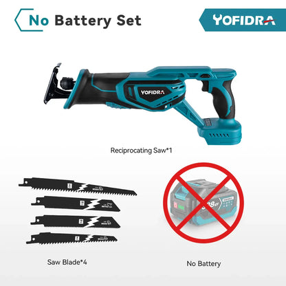 YOFIDRA 3000W Brushless Reciprocating Saw — 4-Blade Multifunction Metal, Wood & Pipe Cutter for 18V/21V Battery