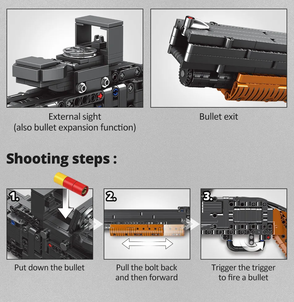 ZKZC WW2 Military Weapon Building Block Set – Shotgun, Sniper & Assault Rifle Toy for Kids Gifts