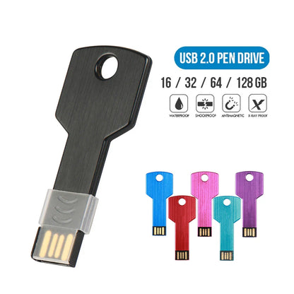 64GB Metal Key-Shaped USB Flash Drive – High-Speed U Disk, Real Capacity Storage (Black/Silver)