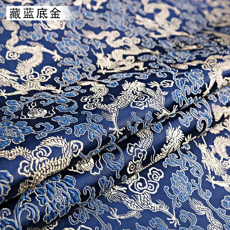 0.5/1/2m Brocade Satin Fabric — Dragon Pattern Material for Sewing, DIY Crafts, Gift Boxes & Patchwork