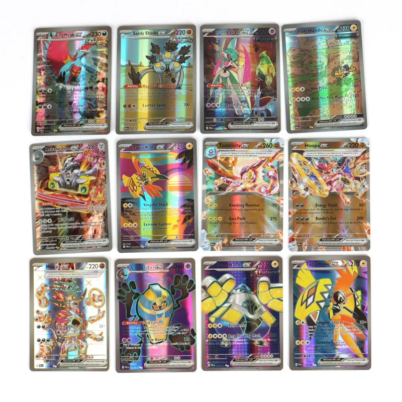 60-100Pcs English Pokemon Cards – Holographic EX, Vstar, Vmax, GX, Charizard, Mewtwo & Evolution Combos
