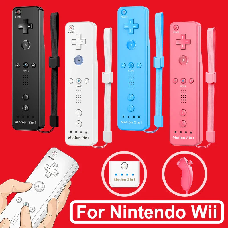 2-in-1 Nintendo Wii Controller Set — Wireless Motion Plus Gamepad with Silicone Case