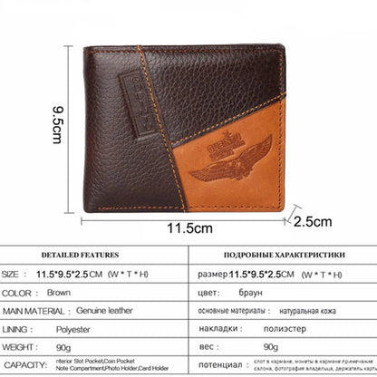 GUBINTU Genuine Leather Men's Wallet: Coin Pocket Zipper Real Leather Wallet - High-Quality Male Purse with Eagle cartera Design