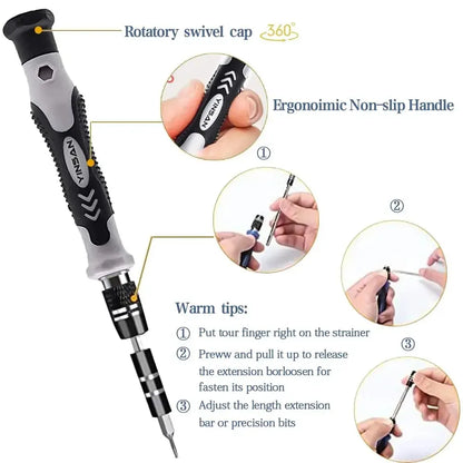 116-in-1 Precision Screwdriver Set: Magnetic Screwdriver Bit for iPhone, PC, Watch, Glasses - Professional Repair Tool Kit in Black