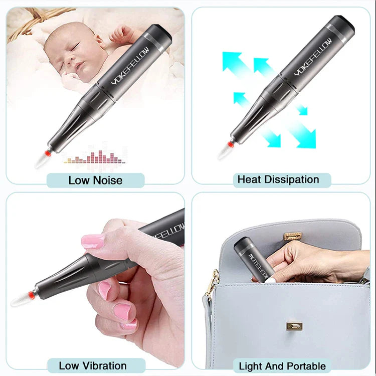 YOKEFELLOW Professional Nail Drill Kit – 35000RPM Rechargeable Electric Nail File for Manicure, Acrylic & Gel Nails