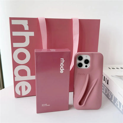 Rhode Bag iPhone Case - Lip Gloss Style Silicone Stand Cover for iPhone 17 Air 16 15 14 13 12 Pro Max Plus 16E
