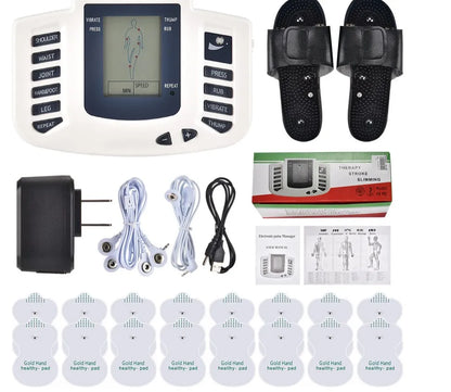 Full Body EMS Muscle Stimulator — Digital TENS Acupuncture Massager with 16 Pads and Meridian Therapy Set