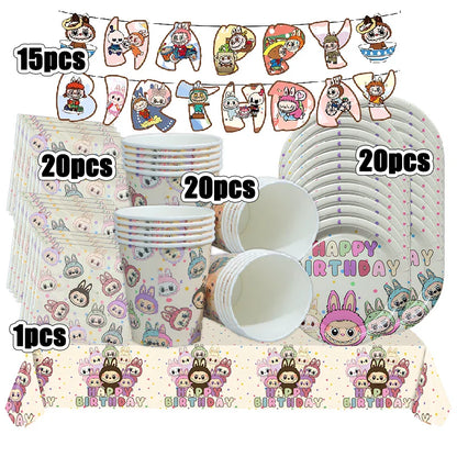 Doll Birthday Party Supplies – Disposable Tableware, Balloons, Banner & Stickers