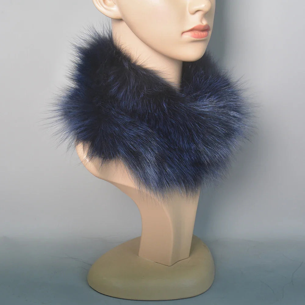 2025 Real Fox Fur Scarf and Headband – Luxury Winter Neck Warmer for Women, 100% Natural Fur, Elastic Ring Muffler