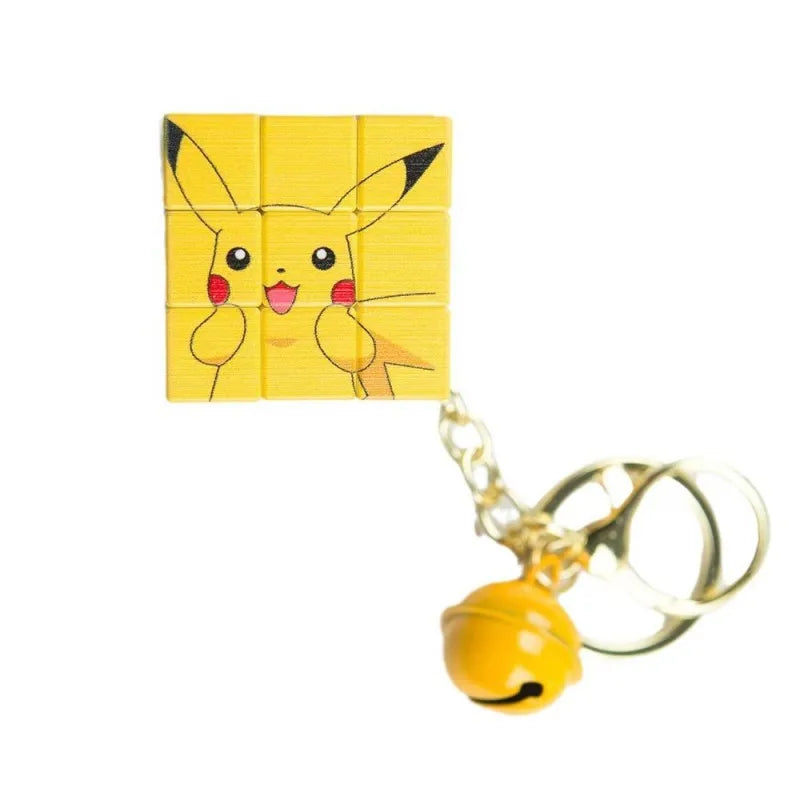 Pokémon Pikachu Mini Rubik's Cube Keychain — Cute Cartoon Puzzle Pendant for School Bags, Kids’ Toys & Kawaii Accessories