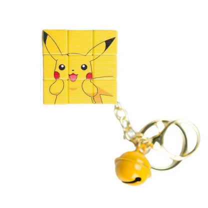 Pokémon Pikachu Mini Rubik's Cube Keychain — Cute Cartoon Puzzle Pendant for School Bags, Kids’ Toys & Kawaii Accessories