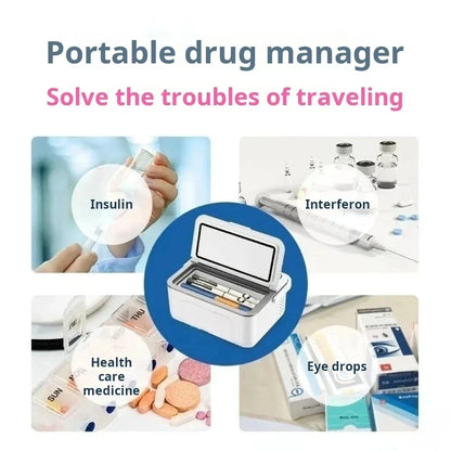Insulin Drug Refrigerator — LED Large Screen, Double-Layer, Portable Car Cooler with Constant Temperature