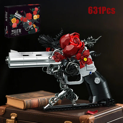 Technical Mechanical Rose Revolver Building Blocks – Military Gun MOC Toy for Kids