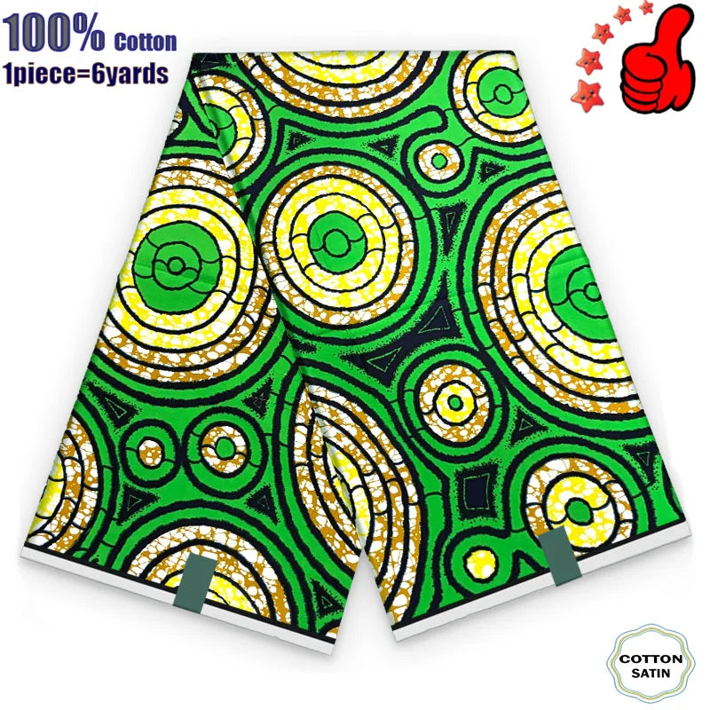 African Real Wax Print Fabric - 100% Cotton Ghana Nigeria Style Ankara Batik Sewing Material