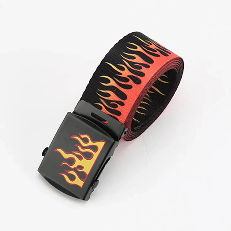 Punk Style Flame Belt – Trendy Hip-Hop Streetwear Accessory, Durable Unisex Fashion Decoration for Men & Women