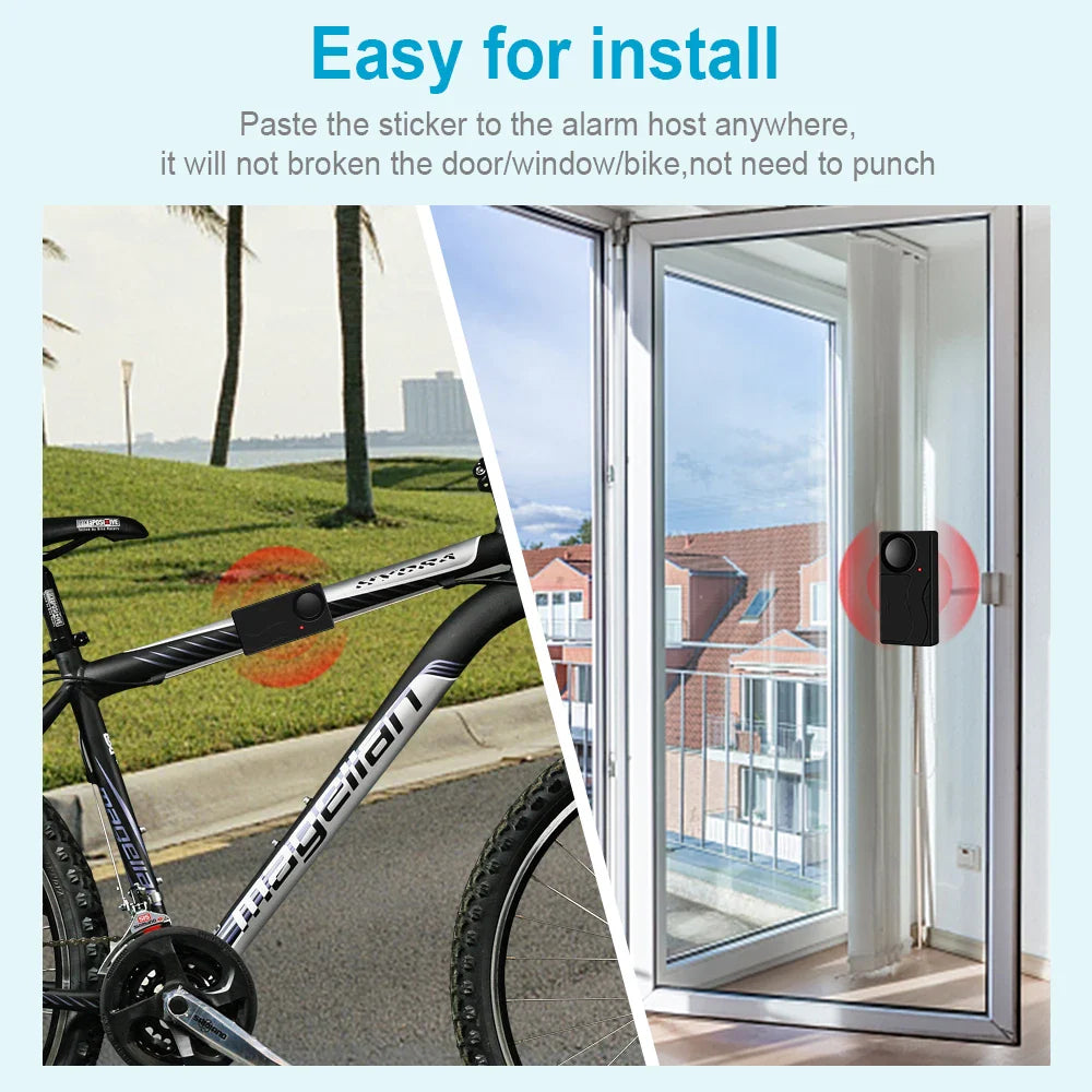 Awapow Wireless 110dB Vibration Bike Alarm with Remote Anti-Theft Home & Window Security