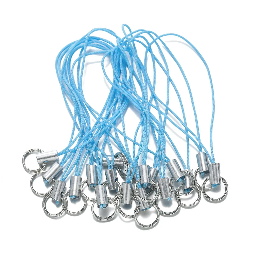 20/50pcs Polyester Lanyard Cord - Double Jump Ring Rope for Keychains, Phone Straps, DIY Crafts & Jewelry Making