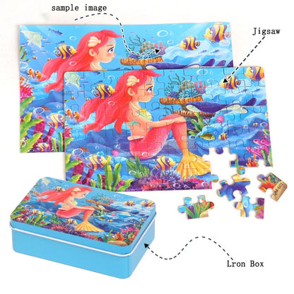 60 Piece Wooden Puzzle Toy Set - Cartoon Vehicle & Animal Jigsaw Educational Learning Gift for Kids