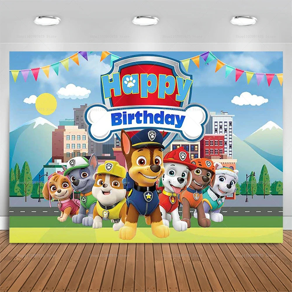 Paw Patrol Birthday Party Backdrop – Kids Party Decorations, Photography Background & Baby Shower Banner