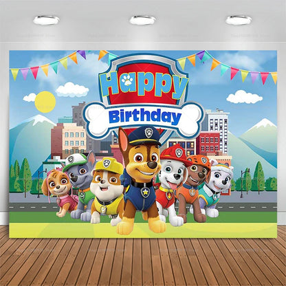 Paw Patrol Birthday Party Backdrop – Kids Party Decorations, Photography Background & Baby Shower Banner