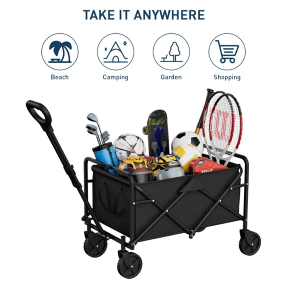 Foldable Garden Wagon Cart Portable Outdoor Camping Trolley Utility Beach Shopping Cart