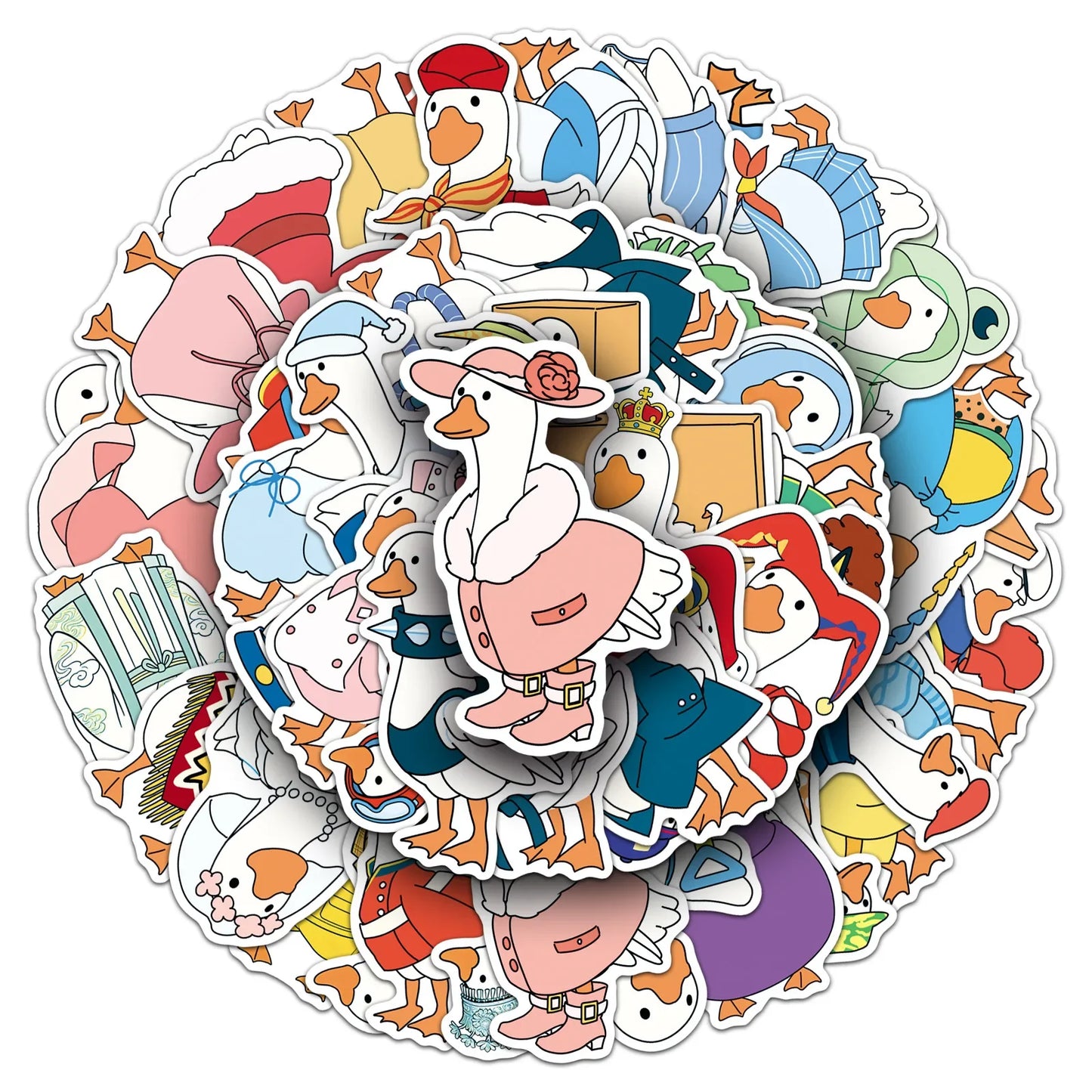 50PCS Cartoon Goose Stickers - Cute Waterproof Animal Decals for Water Bottles, Laptops, Skateboards & Luggage