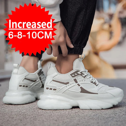 Men’s Mesh Elevator Sneakers – 8CM/10CM Invisible Height Increase Sports Casual Shoes