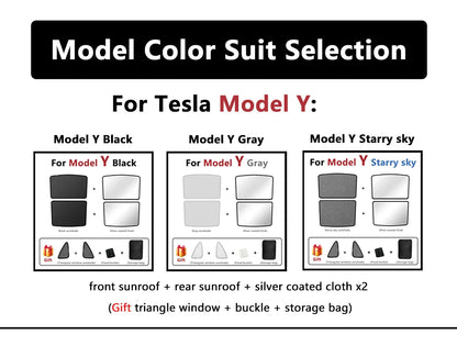 Split Sunshade for Tesla Model 3 (2017-2023) & Model Y – Front & Rear Sunroof Windshield Skylight Glass Roof Cooling Shade