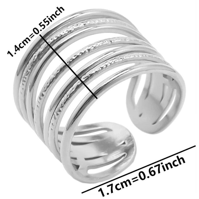 Stainless Steel Chunky Open Ring — Textured Vintage Lava Design for Men & Women