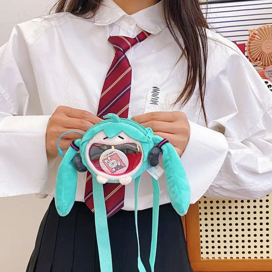 Hatsune Miku Coin Purse Shoulder Bag – Kawaii 14cm Plush Headphone Bag, Cartoon Crossbody Keychain Pendant, Perfect Girl Gift