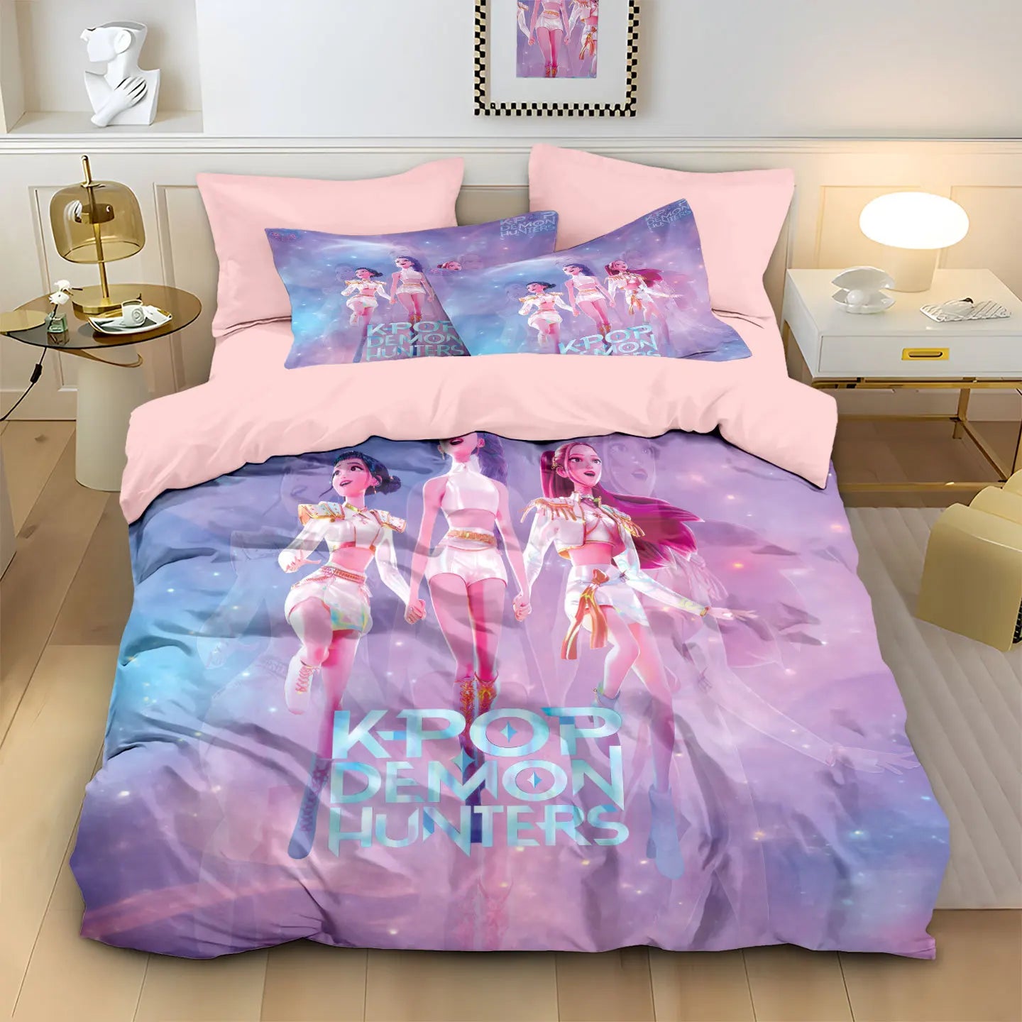 Anime Demon Hunters Zoey Mira Bedding Set – Duvet Cover for Kids, Teens & Adults, Single to King Size Gift