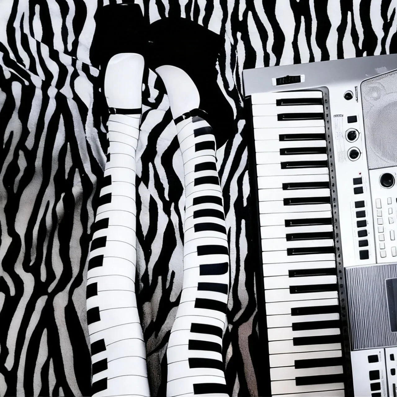Y2K Graffiti Letter Thigh High Socks - 2000s Emo Harajuku Kawaii Long Socks