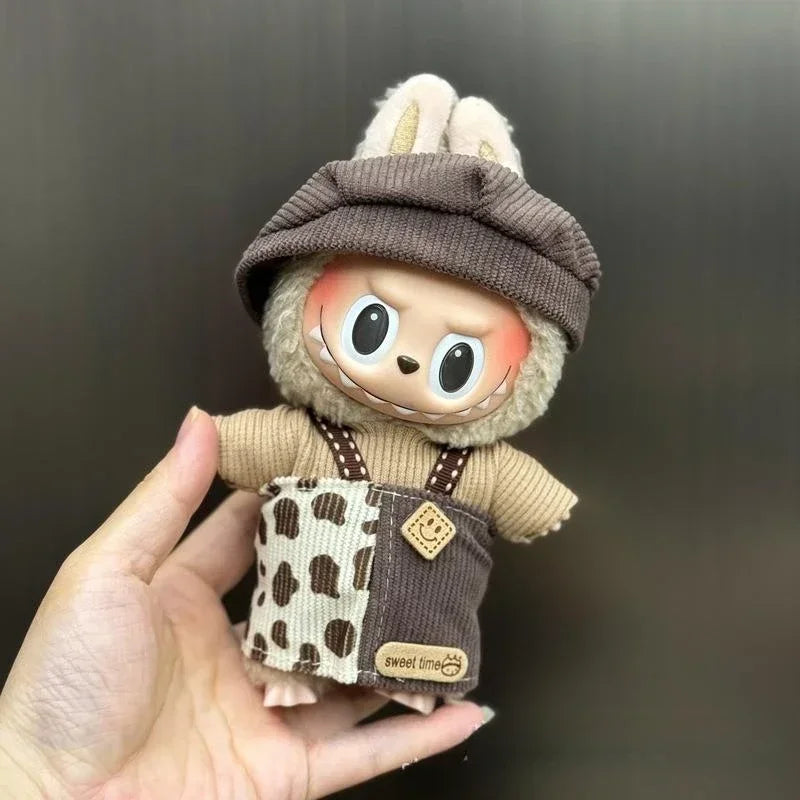 Mini Plush Doll Clothes Set – Kpop EXO Labubu Idol Overalls Outfit for 15-17cm Dolls, Clothing Gift