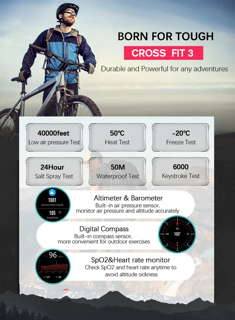 NORTH EDGE 2025 GPS Smartwatch — Men's Sport Watch with HD AMOLED, Altimeter, Barometer & Compass, 50M Water-Resistant