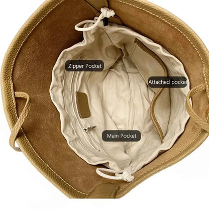 Motingsome Soft Cowhide Women's Bucket Bag – Elegant French Style, Large Tote, Luxury Thick Real Leather, 2022