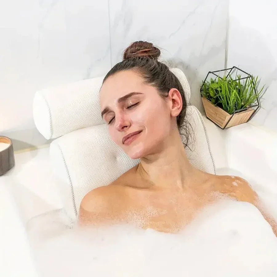 Spa Bathtub Pillow with Anti-Slip Suction Cups – Neck and Back Support for Bathtub and Bathroom Accessory