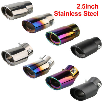 2.5" Stainless Steel Car Exhaust Muffler Tip – Chrome Rear Tail Pipe for Most Vehicles
