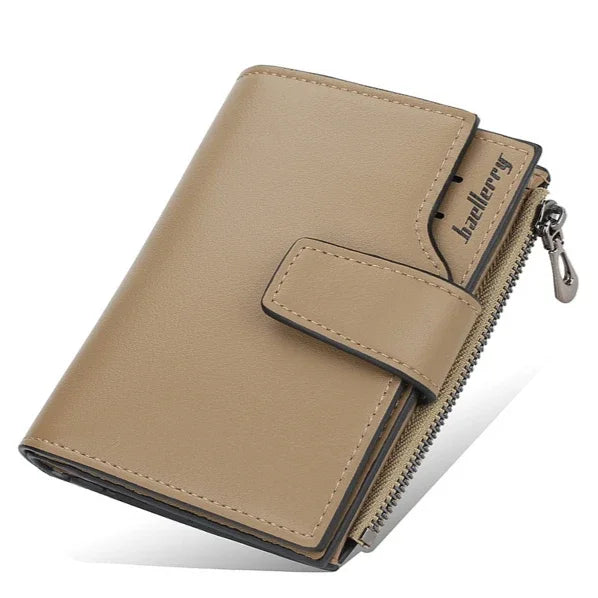 Women’s PU Leather Wallet — Short Hasp Coin & Card Holder, Small Money Bag Clutch in Blue & Red