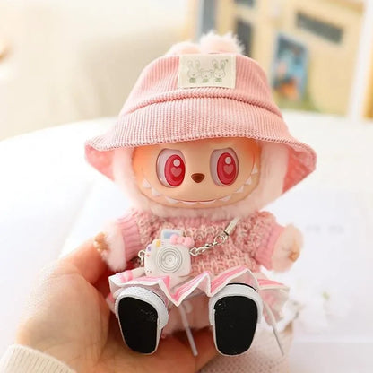 Mini Plush Doll Clothes – Kpop EXO Labubu Idol V1 V2 Circle Smile Shirt Outfit & Accessories Gift
