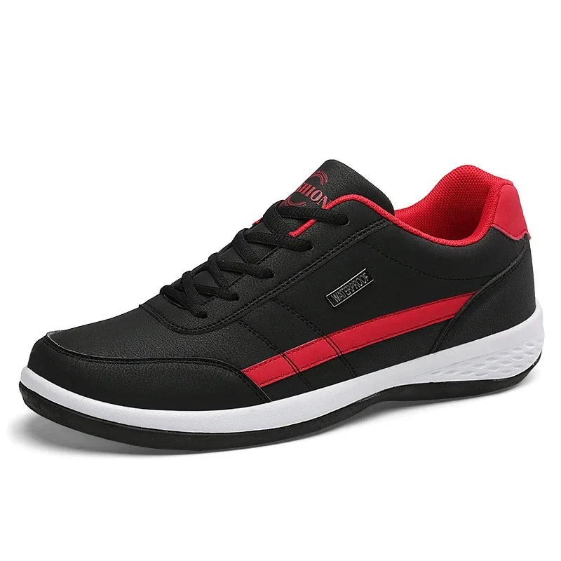 MAEDEF Men's Leather Sneakers – Waterproof Casual Lace-Up Footwear, Comfortable Vulcanized Shoes for Men